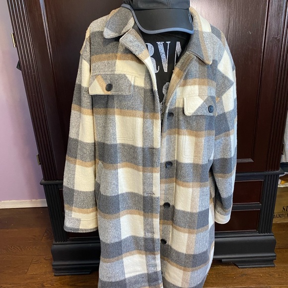 Ladies brown & grey plaid jacket Sz. L - Picture 11 of 14
